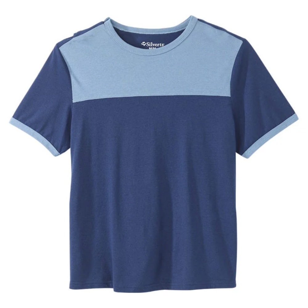 Silverts Men's Open Back Wheelchair Adaptive Active T-Shirt Large Blue - As Is